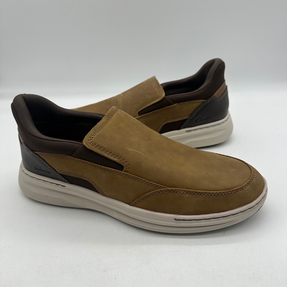 Clarks 261847087105 Mens 11.5 Brown Craftwell Step Leather Casual Slip On Shoes